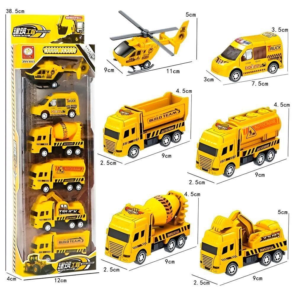 Carrinhos Brinquedo Conjunto 6 Un Miniaturas Helicóptero Amarelo