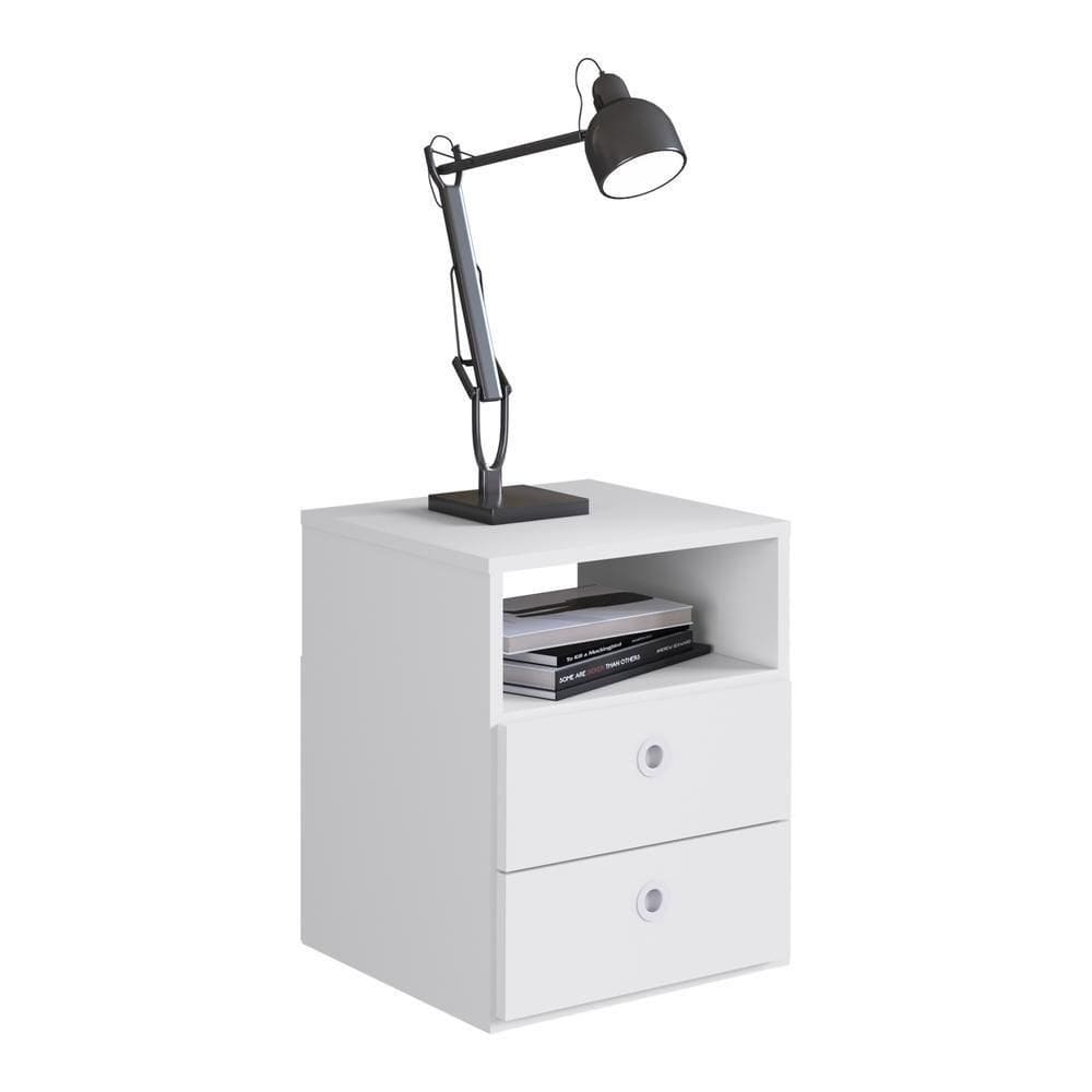 Mesa De Cabeceira Com 2 Gavetas Multimóveis Branca Branco