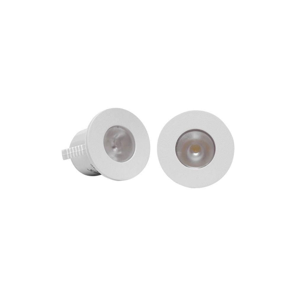 Kit 2 Spots De Embutir Para Móvel Taschibra Pik Redondo Led 1w Bivolt Branco 3000k Luz Amarela 15090319