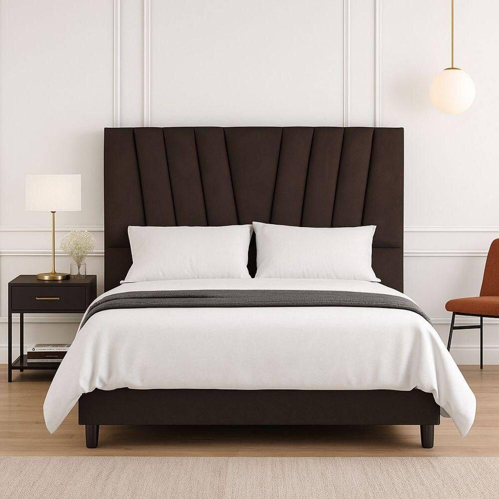 Cabeceira Cama Box King 195 Cm Vivian Em Linho Com Frame Marrom