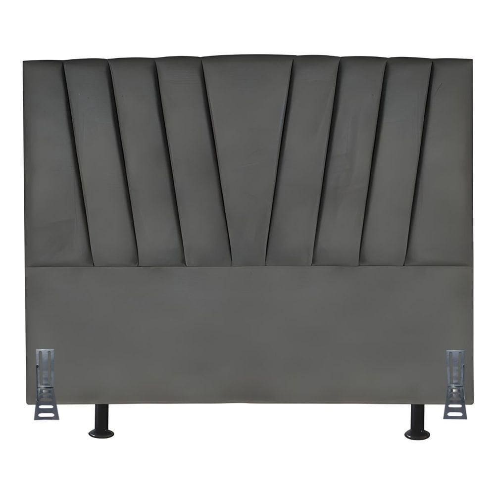 Cabeceira Estofada Solteiro 90 Cm Joana Em Suede Com Frame Cinza Escuro