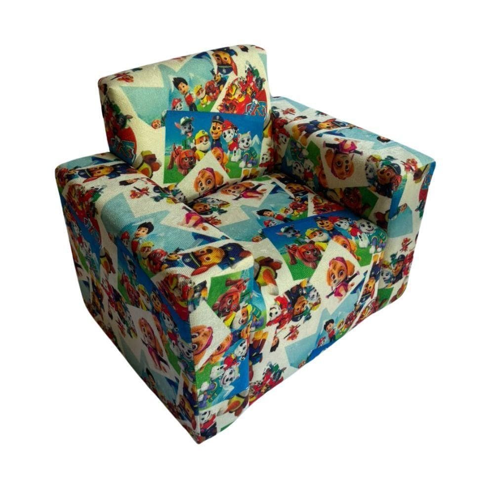 Mini Sofa Infantil Poltrona Criança Estofado Com Personagem Patrulha Canina
