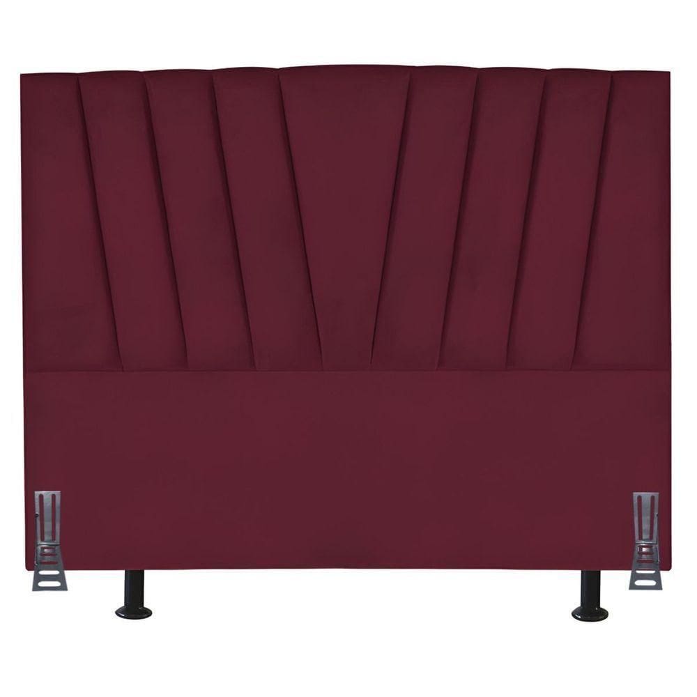 Cabeceira Cama Box Casal 140 Cm Joana Em Suede Com Frame Bordô