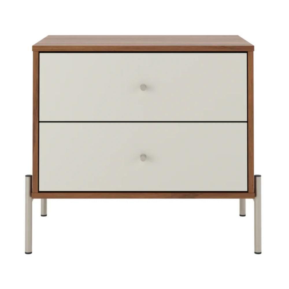Mesa De Cabeceira 2 Gavetas Jasper Off White E Canella