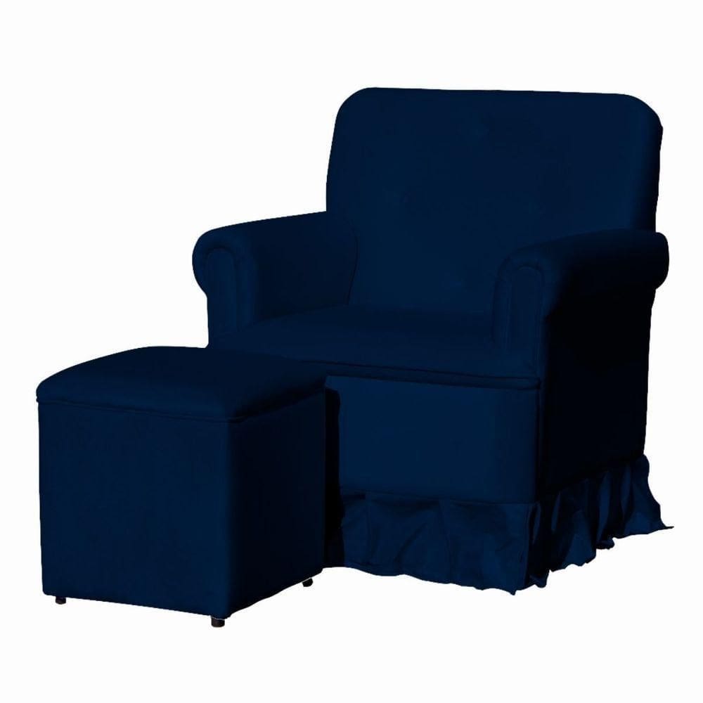 Poltrona Para Amamentação Balanço E Puff Dandara Veludo Veludo Azul Marinho