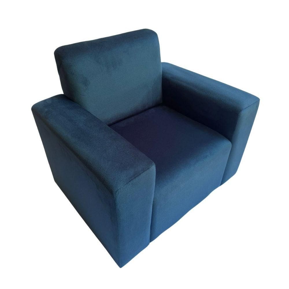 Mini Sofa Infantil Poltrona Criança Estofado Com Personagem Azul