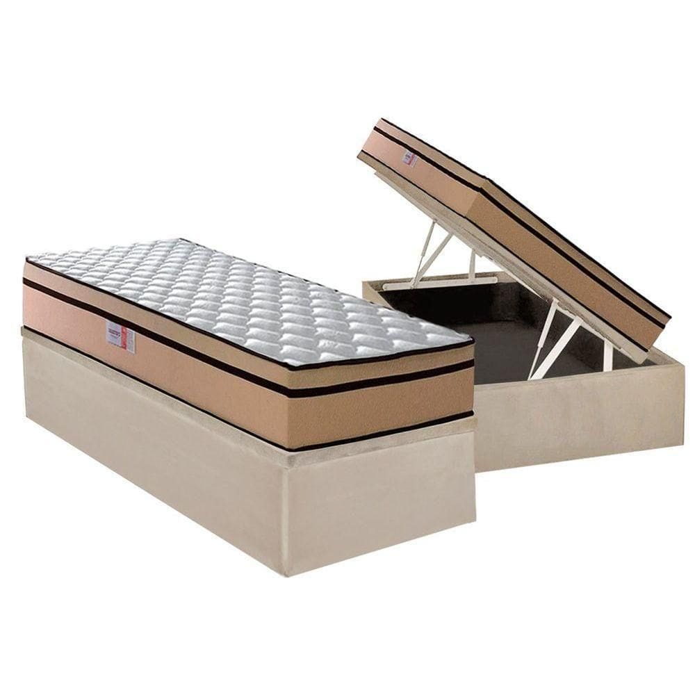 Cama Box Baú Solteiro: Colchão Espuma D45 Plumatex Plumatex Selectus 24 + Base Universal Suede Clean Crc (88x188)