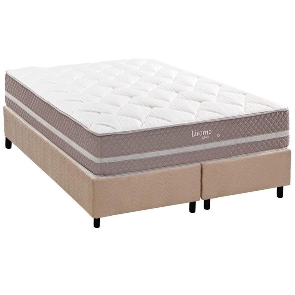 Conjunto Box Queen: Colchão Molas Herval Maxspring Livorno + Base Crc Suede Clean (158x198)
