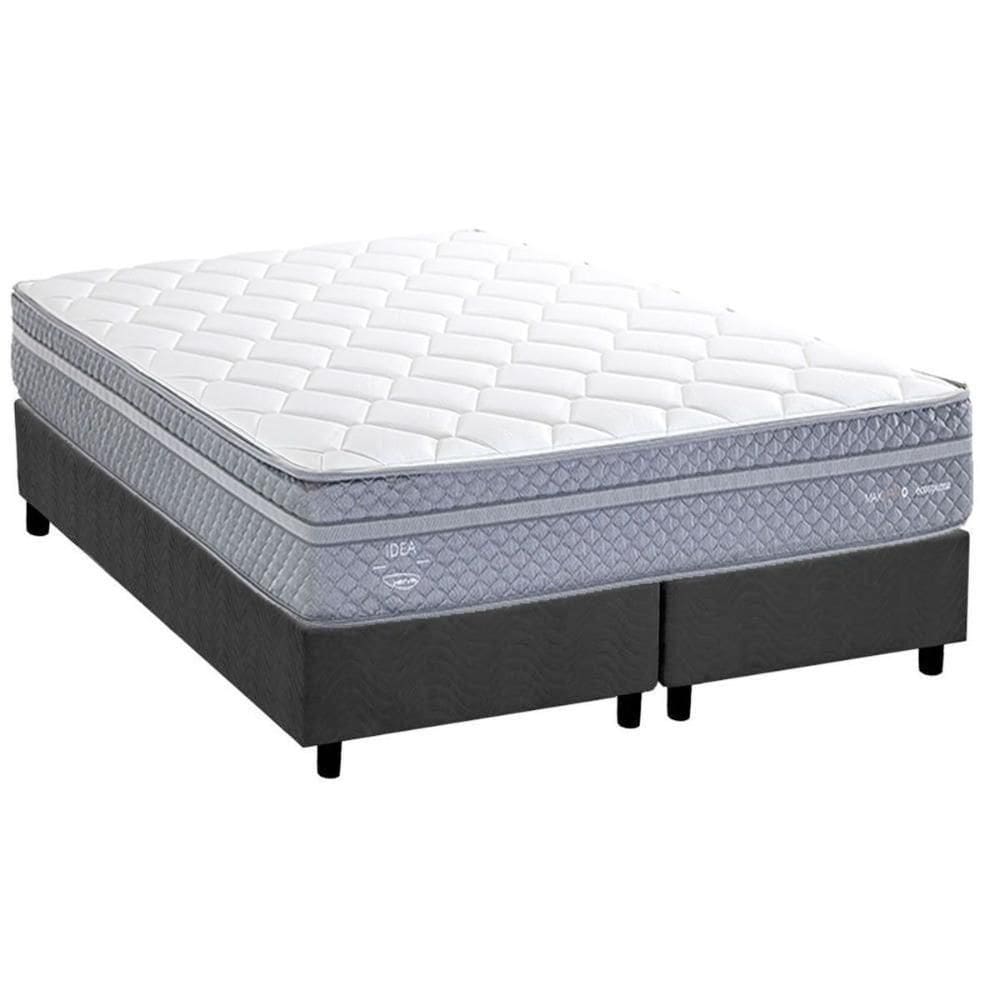 Conjunto Box King: Colchão Molas Herval Maxspring C1780 + Base Crc Suede Gray (193x203)
