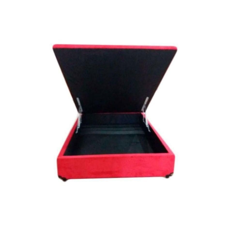 Cama Box Baú Casal Vermelho Suede 42x138x188 - Rr Colch0es