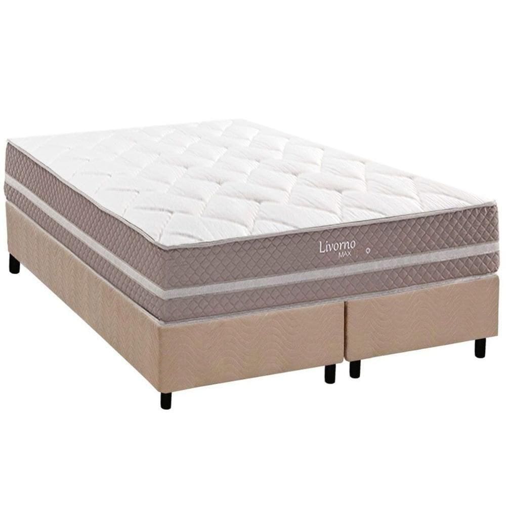 Conjunto Box King: Colchão Molas Herval Maxspring Livorno + Base Crc Suede Clean (193x203)