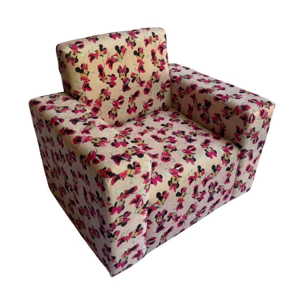 Mini Sofa Infantil Poltrona Criança Estofado Com Personagem Minnie
