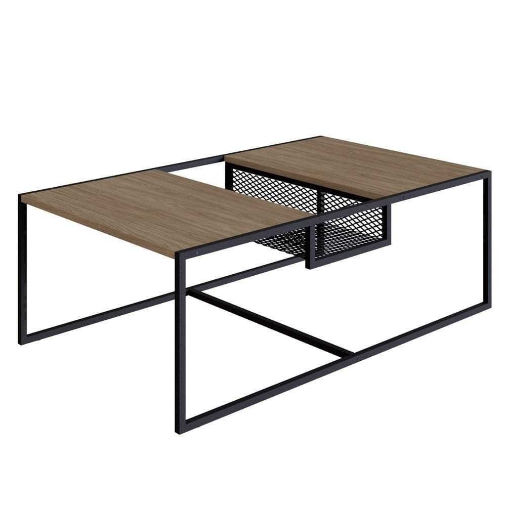Mesa De Centro Com Nicho Pés Metálicos York Hanover/preto - Artesano