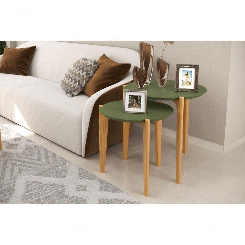 Conj. Mesas Laterais Caribe Verde Floresta Freijó