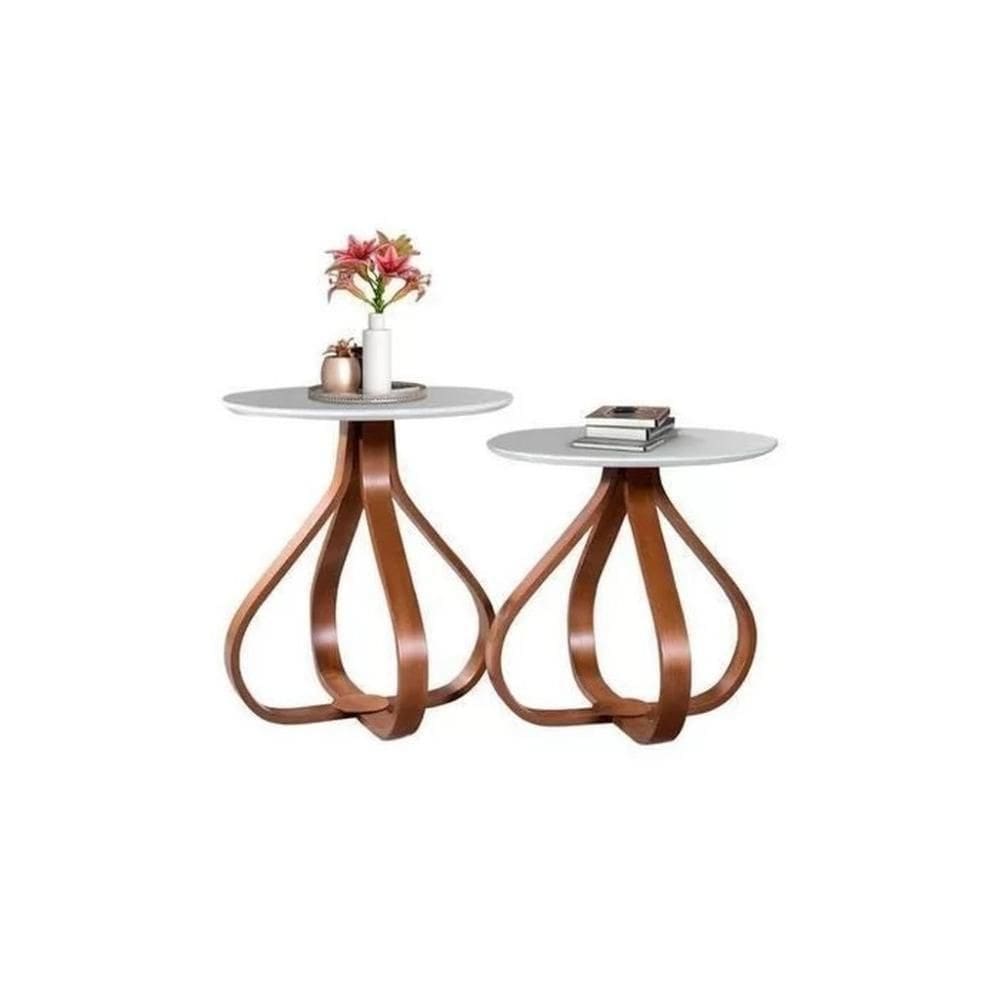 Conjunto 2 Mesas De Canto Alice Castanho/off White