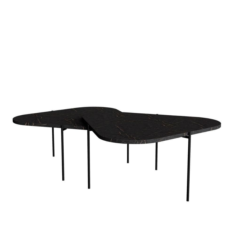 Kit 2 Mesa De Centro Para Salas 65cm Palheta - Preto