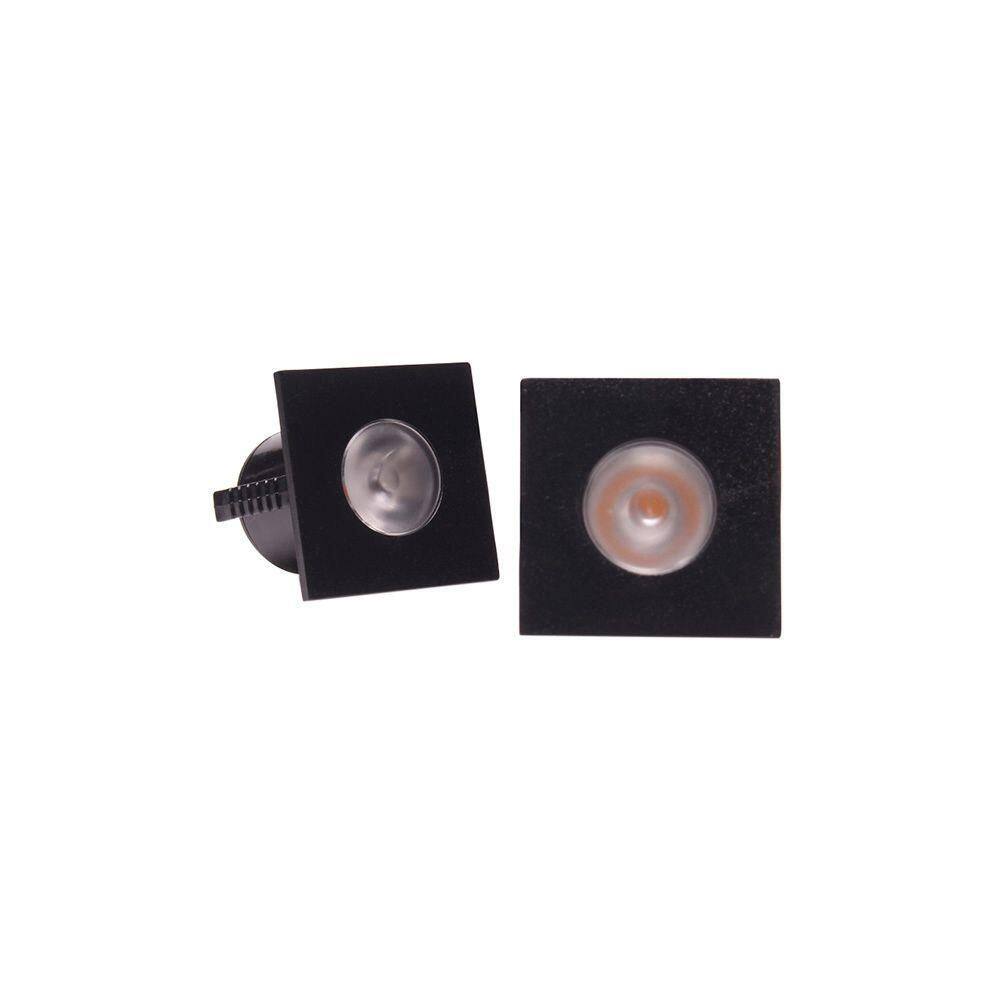 Kit 2 Spots De Embutir Para Móvel Taschibra Pik Quadrado Led 1w Bivolt Preto 3000k Luz Amarela 15090324