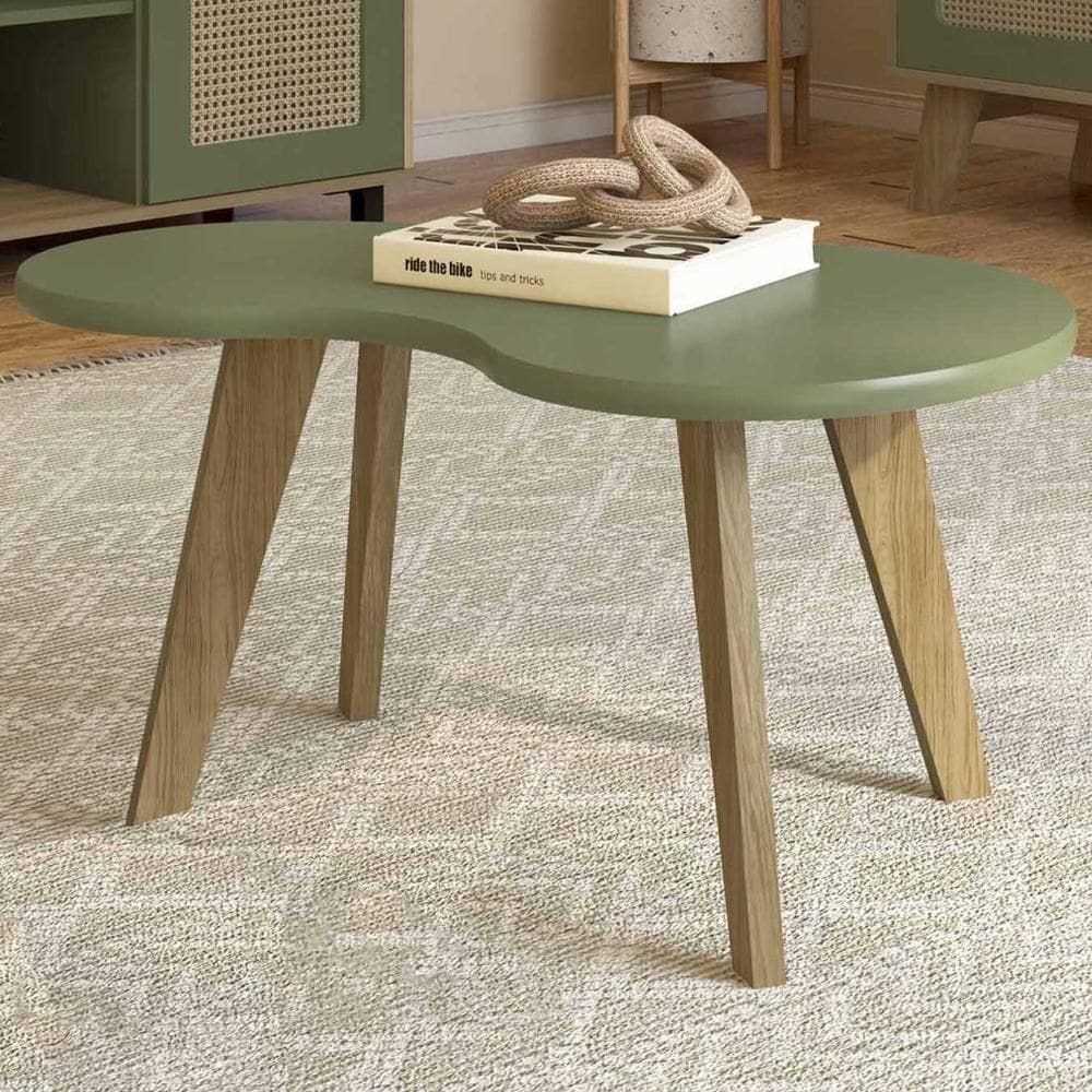 Mesa De Centro Orgânica 90cm Para Sala Cassia Menta A09 - Mpozenato