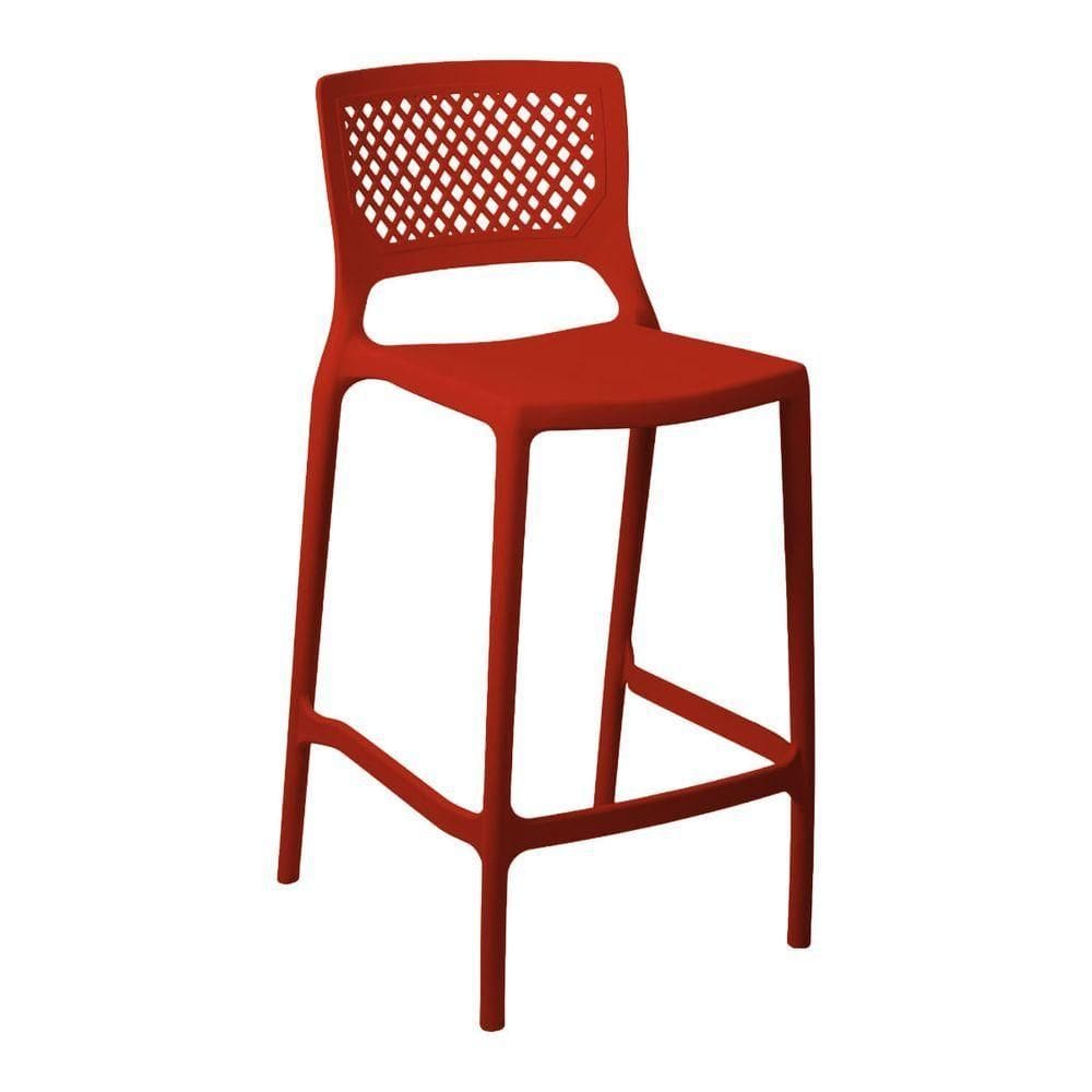 Banqueta Alta Para Cozinha Vermelha Empilhável Vênus Em Polipropileno Acrilys