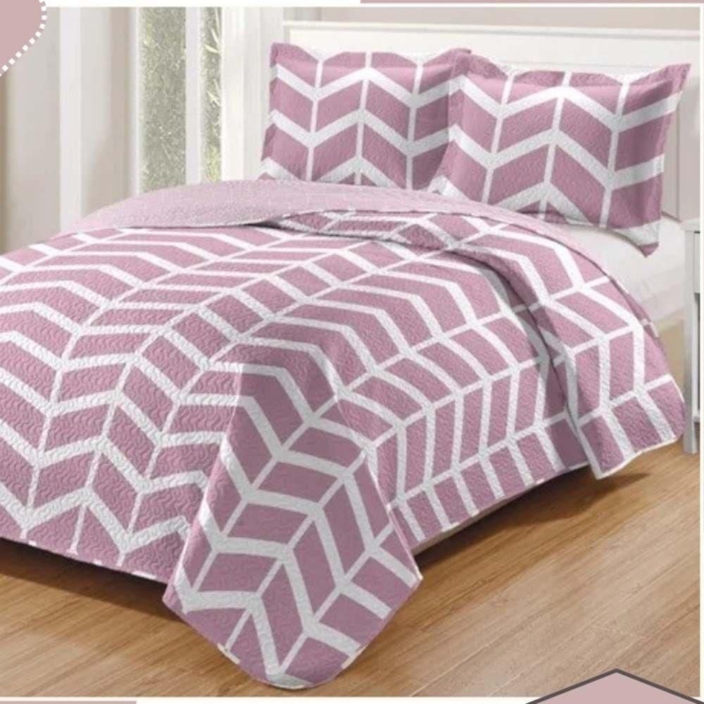 Kit Cobre Leito Colcha Daily Casal 3 Peças Dupla Face Estampado - Modelo 68 - 100% Poliéster