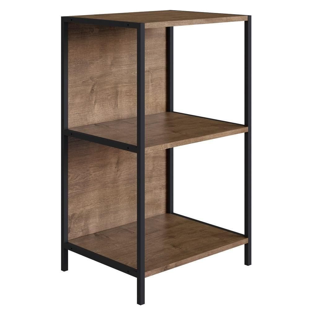 Estante Decorativa Baixa Estilo Industrial Steel Quadra 27867 Vermont Base Preta - Artesano