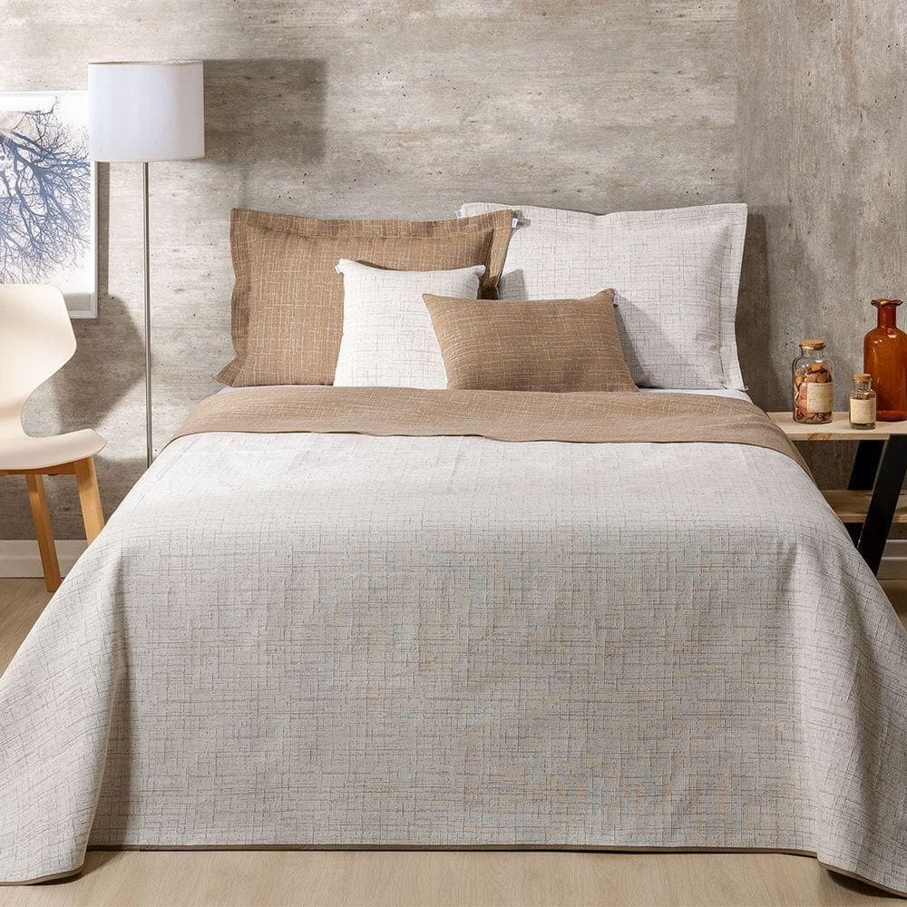 Kit Colcha 5 Peças Queen Jacquard Dual 60% Algodão 40% Poliéster - Bege