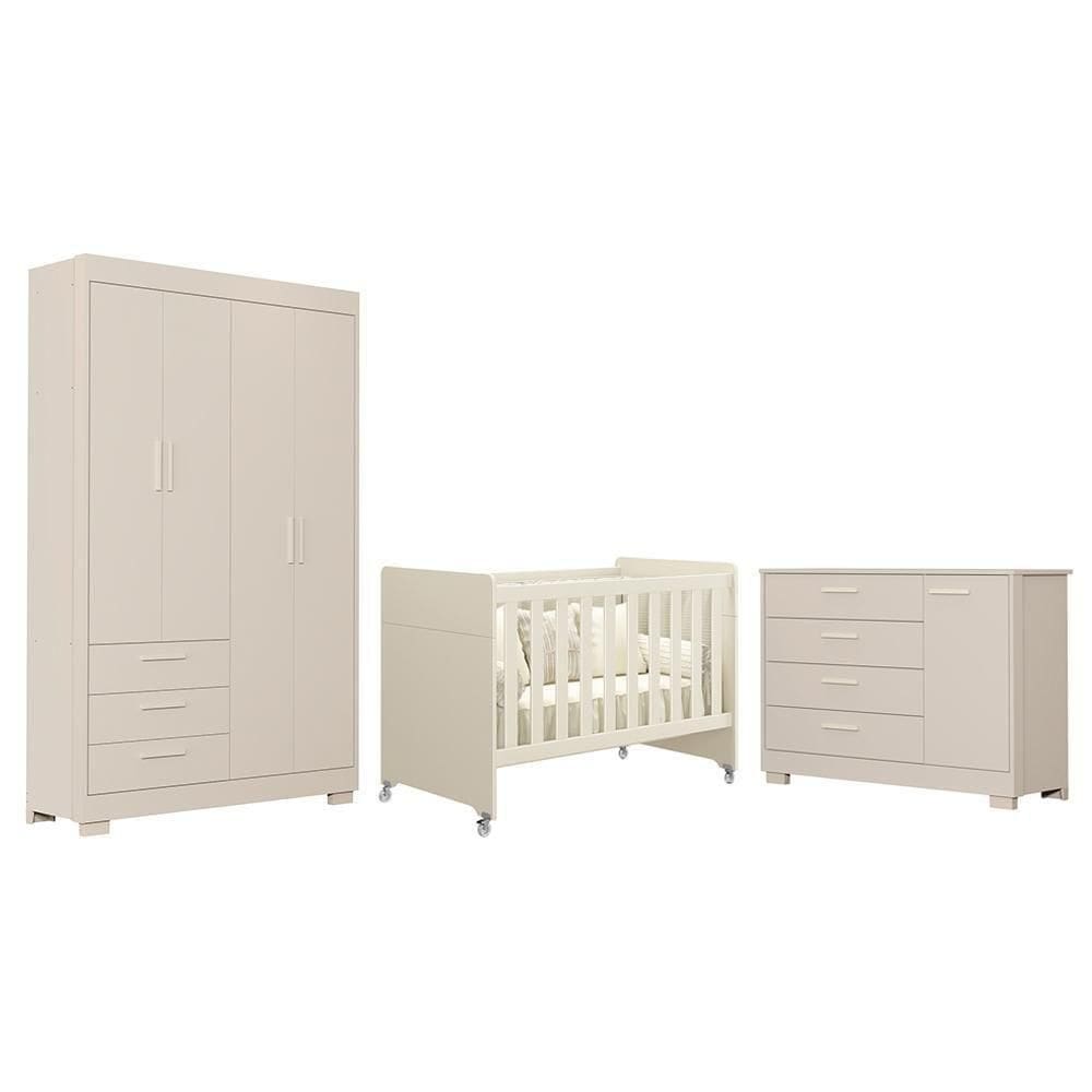 Dormitório Infantil Zaki Guarda Roupa, Cômoda E Berço Evolution Areia Fosco - Reller Móveis Areia Fosco