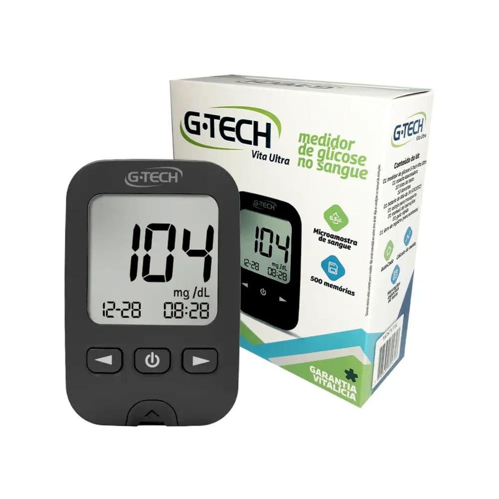 Kit Medidor Vita Ultra 500 Memórias Tiras de Teste Estojo AutoCode Caneta Estojo G-Tech
