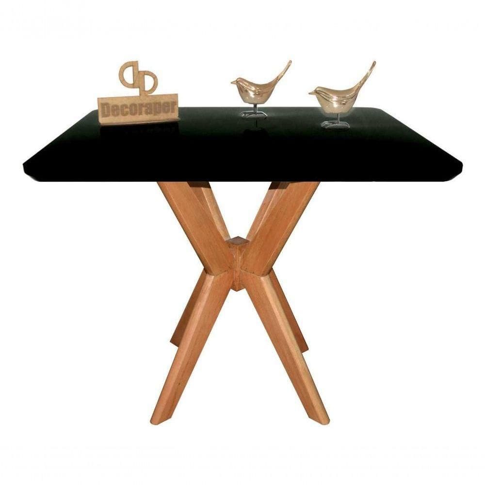 Mesa Jantar Pandora Tampo Retangular Laca Com Vidro 100x70cm Preto