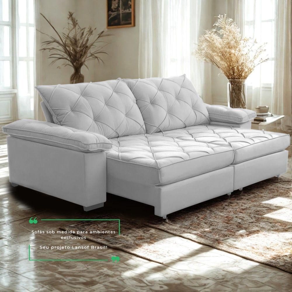 Sofá Retrátil E Reclinável 2,40m Clara | Conforto Premium E Design Elegante Cinza