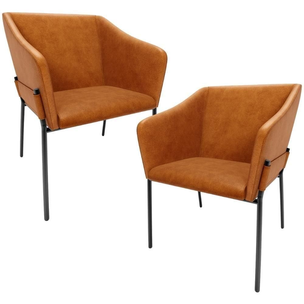 Kit 2 Cadeiras Para Sala De Jantar Estar Living Olívia L02 Couríssimo Canela - Lyam Decor