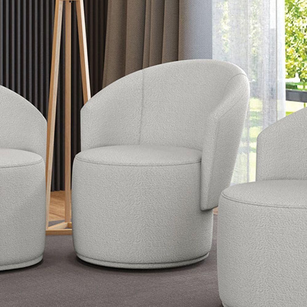 Poltrona Decorativa Orgânica Fixa Para Sala Malu Bouclê Cinza M11 - D`rossi