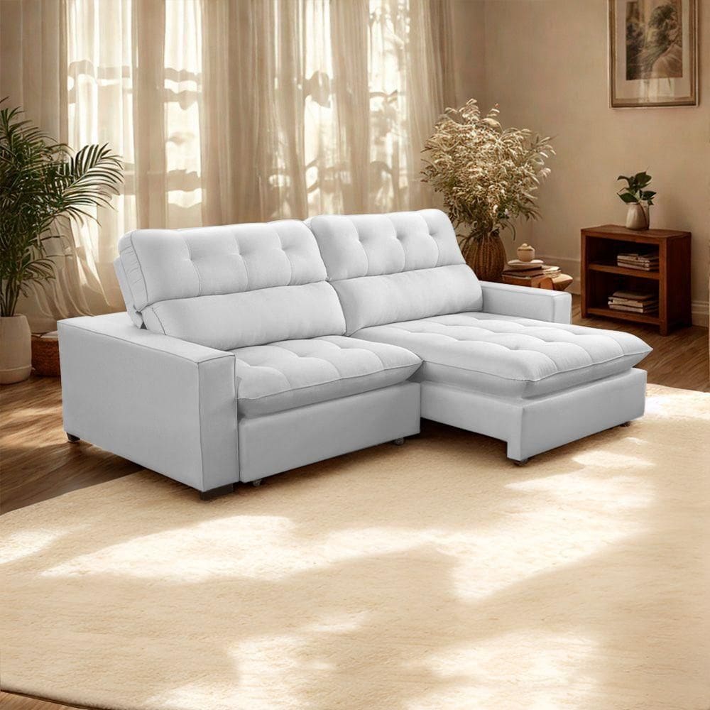 Sofá 2 Lugares 2,10m Retrátil Reclinável Veludo Andreia Lansofbr Cores Grafite