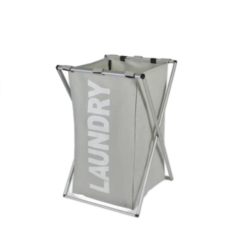 Cesto Organizador Cromado Com Saco Cinza – Estilo E Praticidade Para Lavanderia E Banheiro