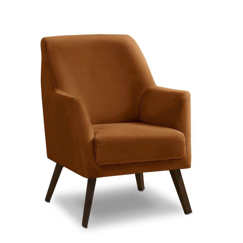 Poltrona Decorativa Sala De Jantar Magali Lisa Veludo Laranjado Lansofbr