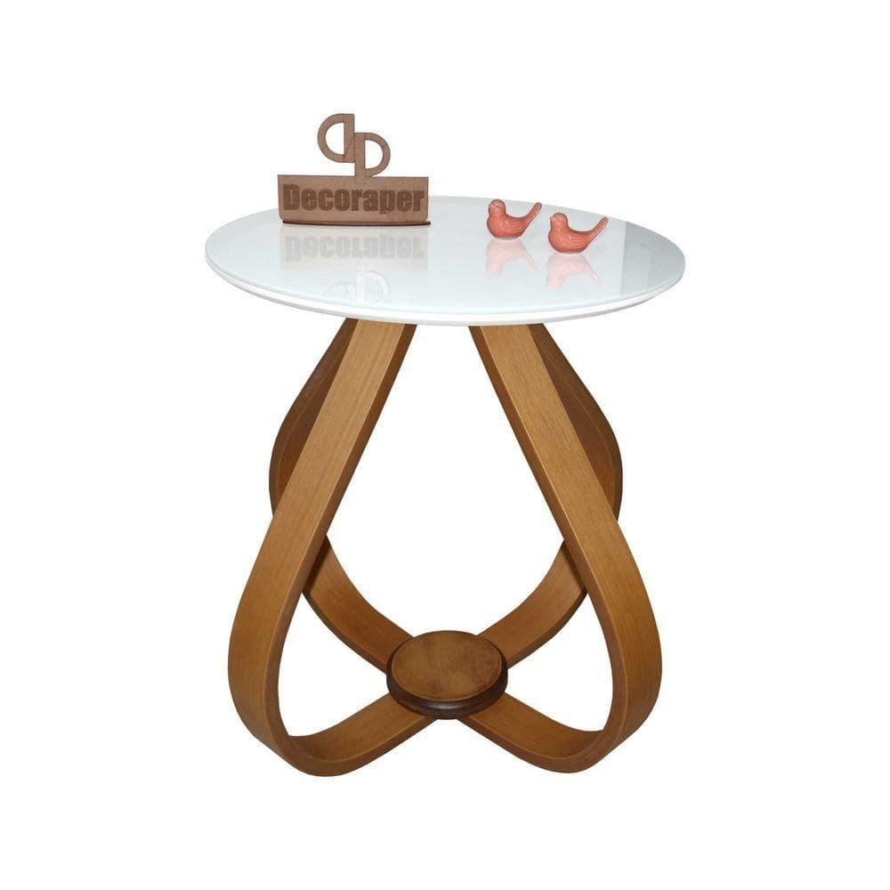 Mesa Lateral Cebola Com Vidro 45cm 60cm Branco