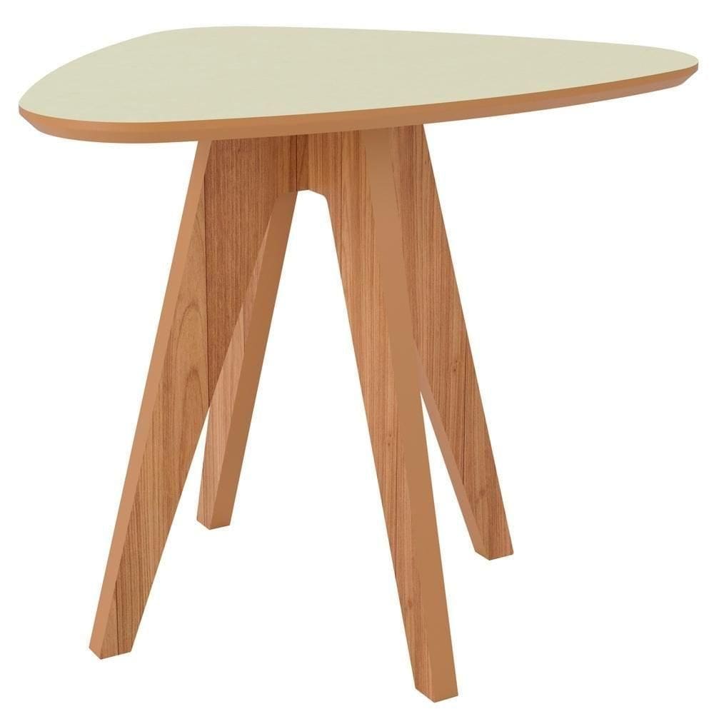Mesa Lateral Para Sala De Estar Orgânica Selly D03 Off White Freijó - Lyam Decor