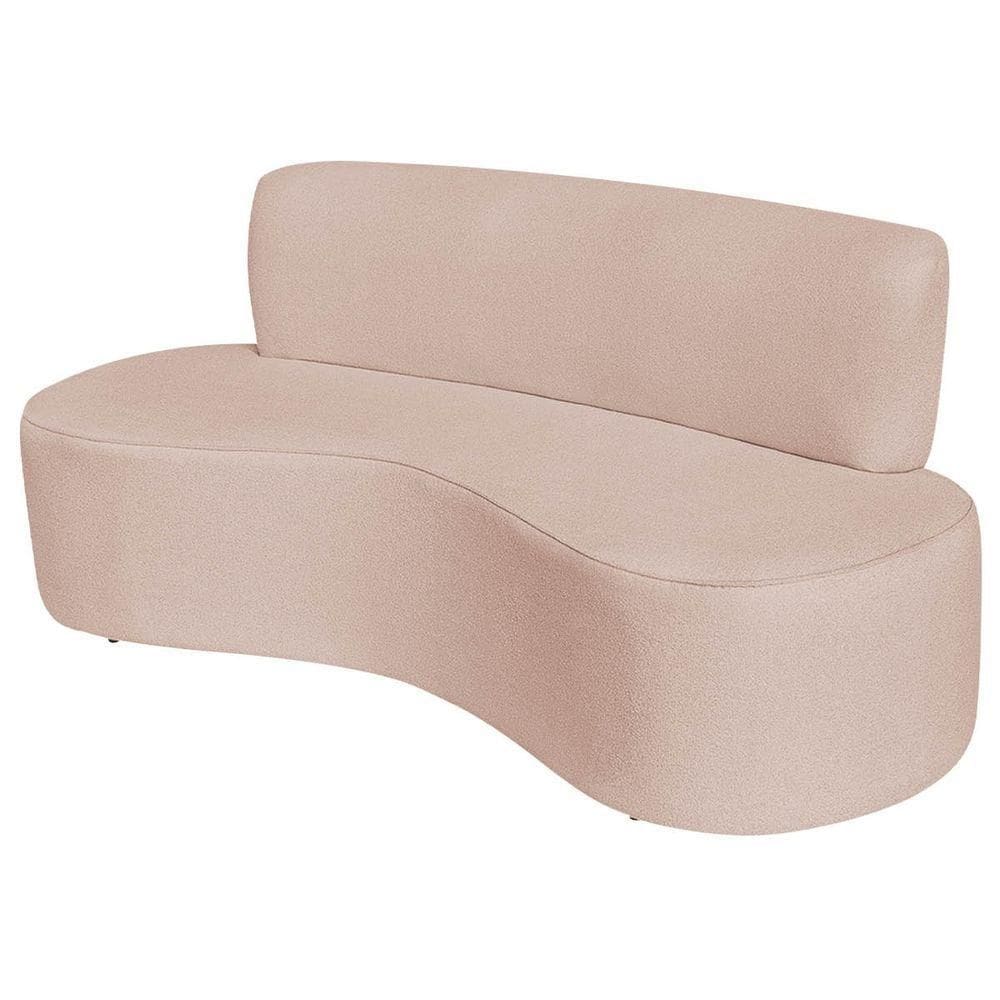 Sofá Curvo Orgânico Escritório Recepção Sala 2 Lugares Amsterdã 140cm Suede Cor Rosê
