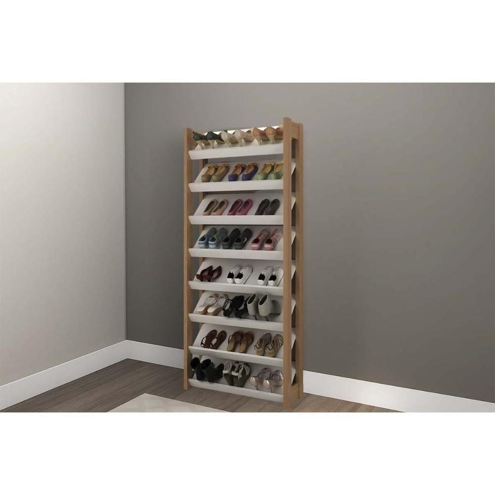 Armário Sapateira Casal Az1006 C- 8 Prateleiras Amêndoa-branco - Tecno Mobili