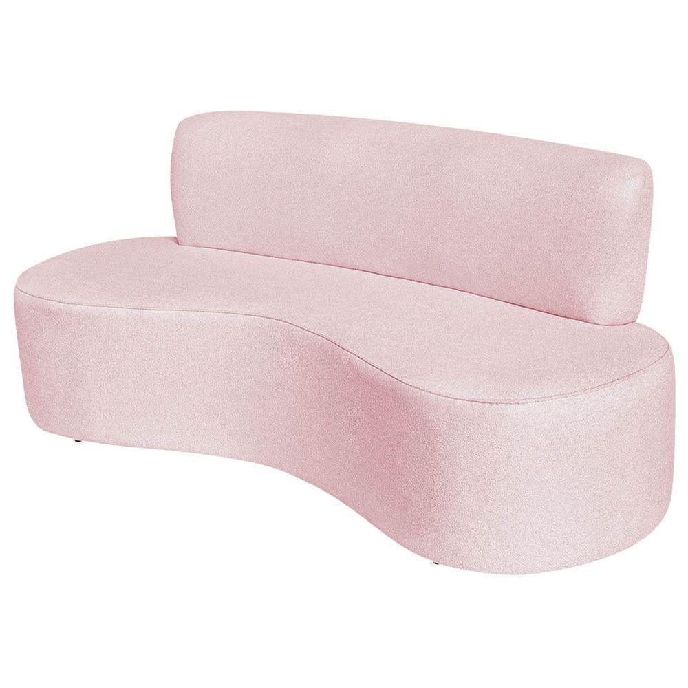 Sofá Curvo Orgânico Escritório Recepção Sala 2 Lugares Amsterdã 140cm Suede Cor Rosa Bebê