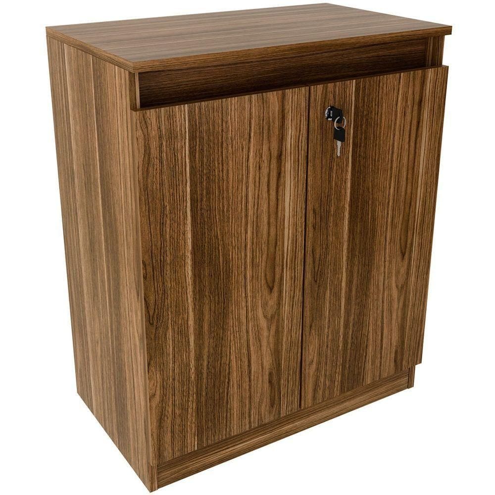 Balcão Para Escritório 2 Portas Com Chave Pequeno Nogal