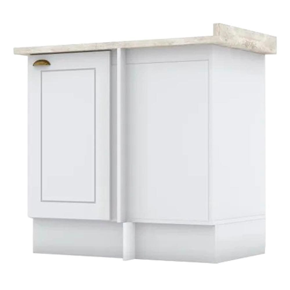 Balcao Canto Reto Com Tampo 84 Cm Americana Branco Calcare Henn Branco Calcare