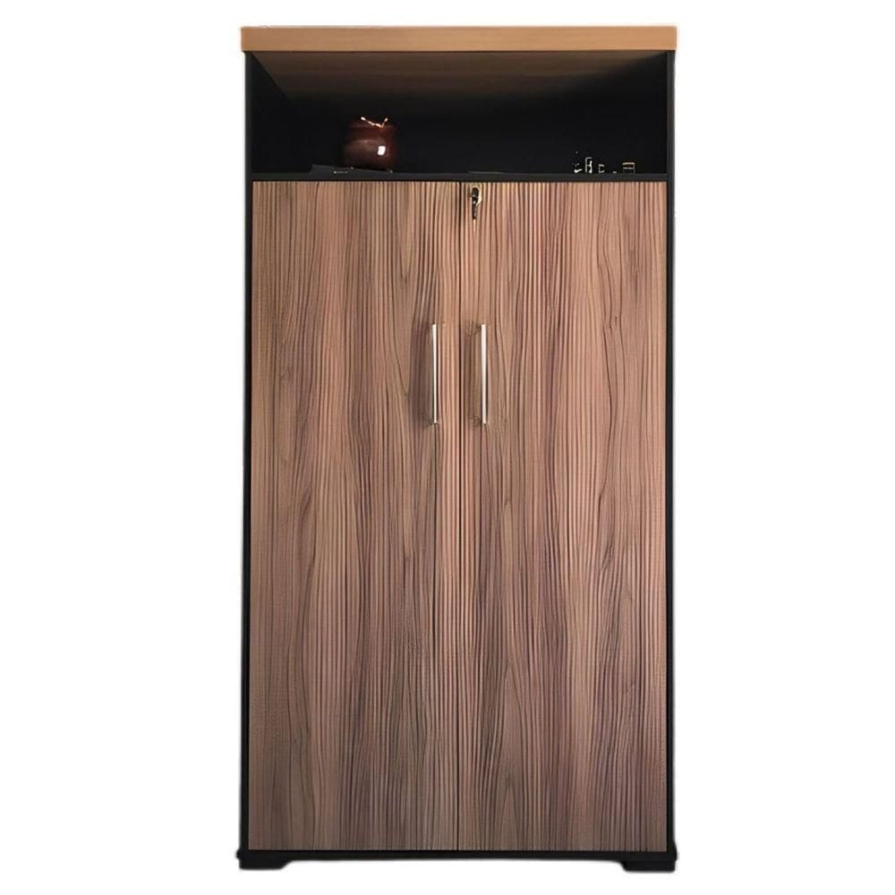 Armário Para Escritório 2 Portas Com Chave E Nicho Nogal/preto