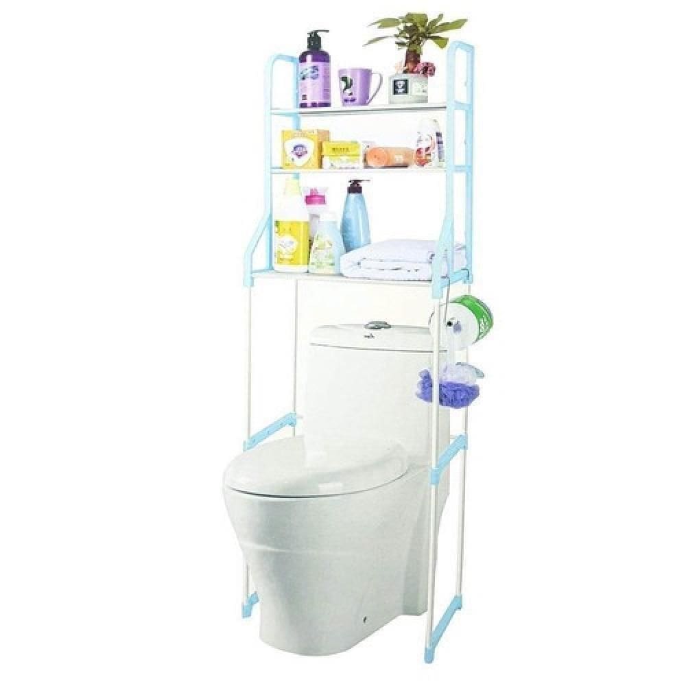 Estante Rack Desmontavel 3 Prateleiras Portatil Para Banheiro Lavanderia Vaso Sanitario Toalhas Acessorios Azul
