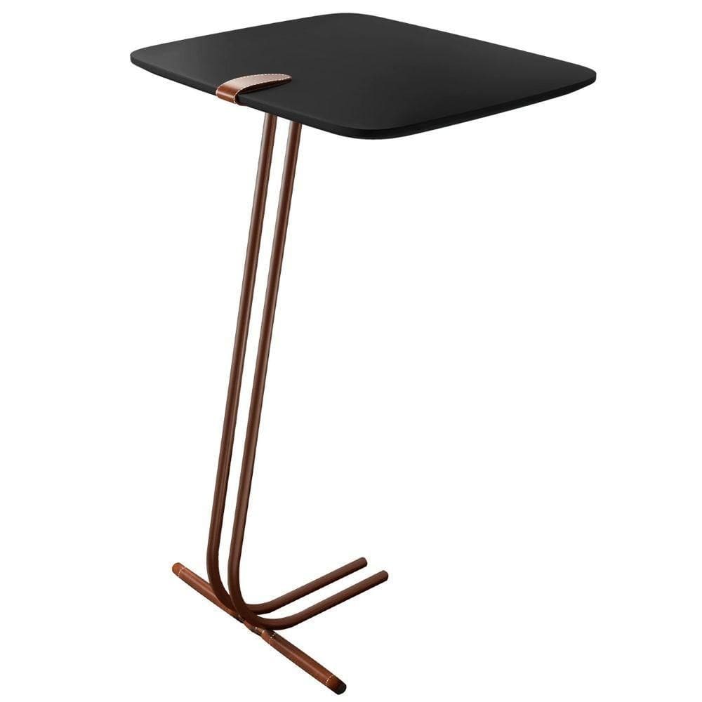 Mesa Apoio Lateral Para Sofá Lisboa Pé Café Laca Preto