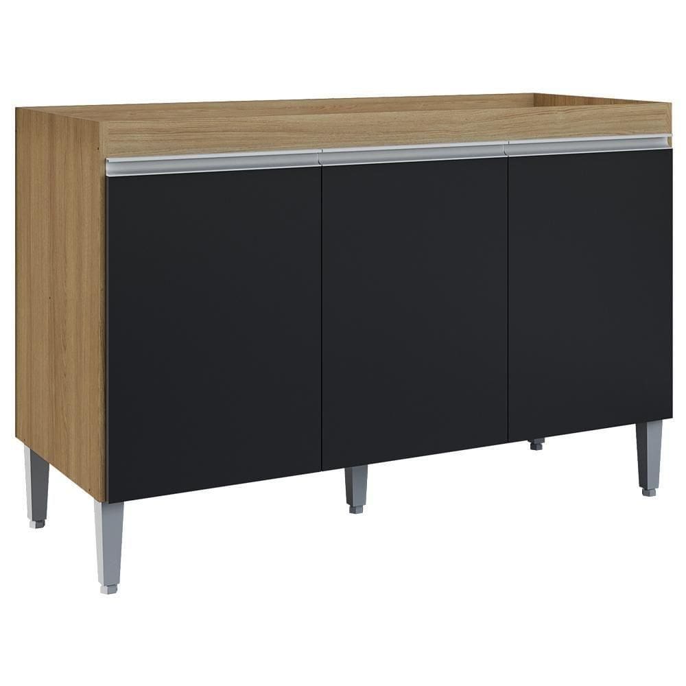 Balcao Para Pia Sem Tampo 120 Cm Manu Amendoa Preto Reajl Moveis Amendoa Preto