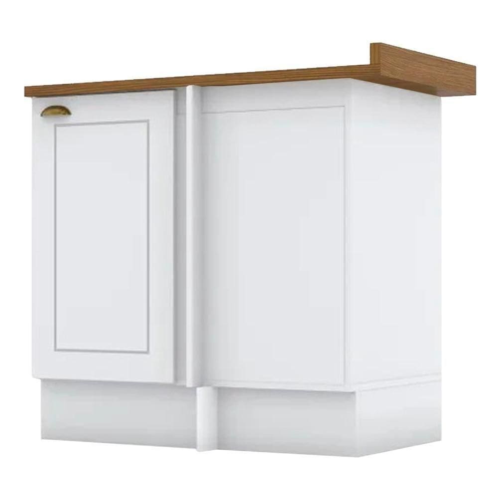 Balcao Canto Reto Com Tampo 84cm Americana Branco Nature Henn Branco Nature