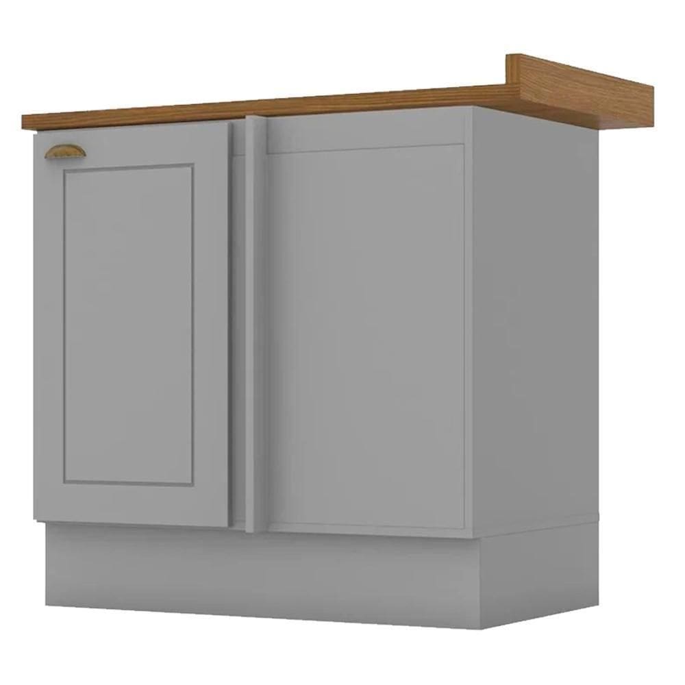 Balcao Canto Reto Com Tampo 84cm Americana Cinza Nature Henn Cinza Nature