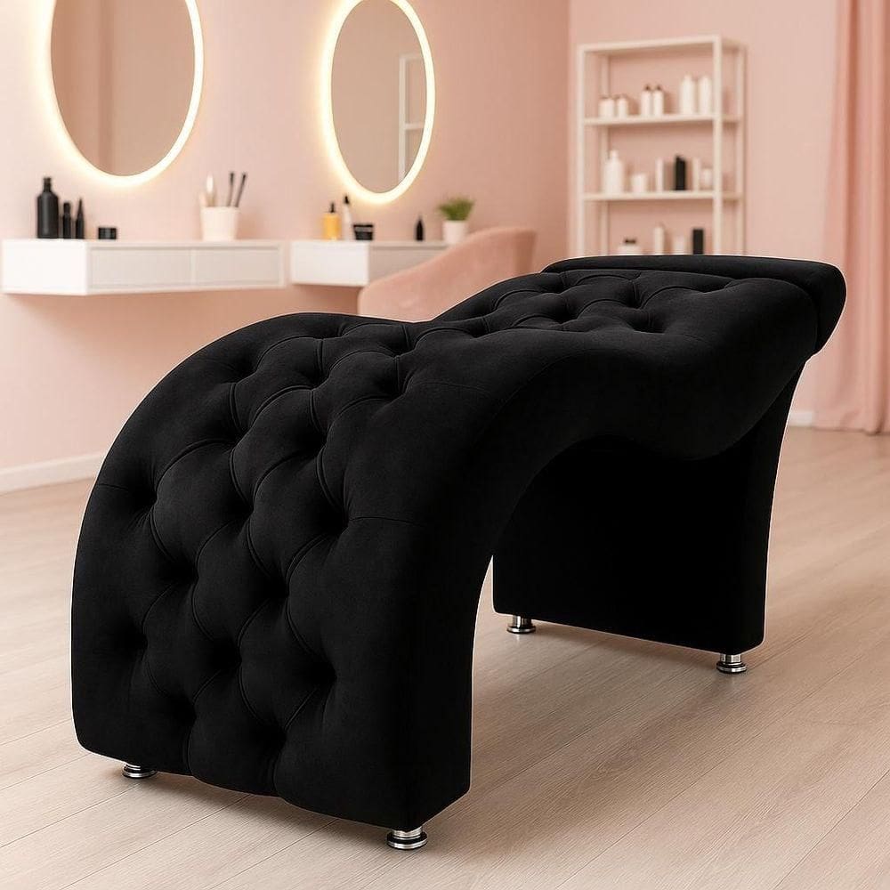 Maca Para Estética Facial Estofada Capitonê Veludo Preto - Combo Stock