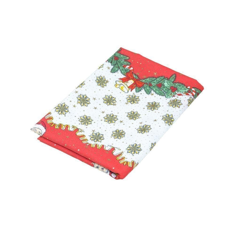 Toalha De Mesa Estampada Brilhare 1 Peça 2,50m X 1,45m 8 Lugares 100% Poliéster Tecido Oxford Natal - Estampa 1 Branco